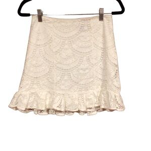 Lulus White/cream Floral Eyelet Lace Mini Skirt size small